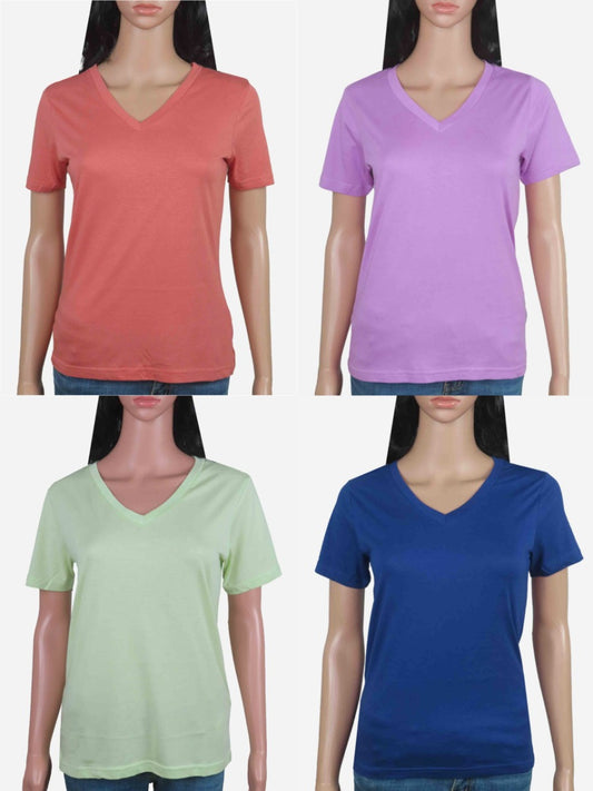 Ladies V Neck Mixed T Shirts