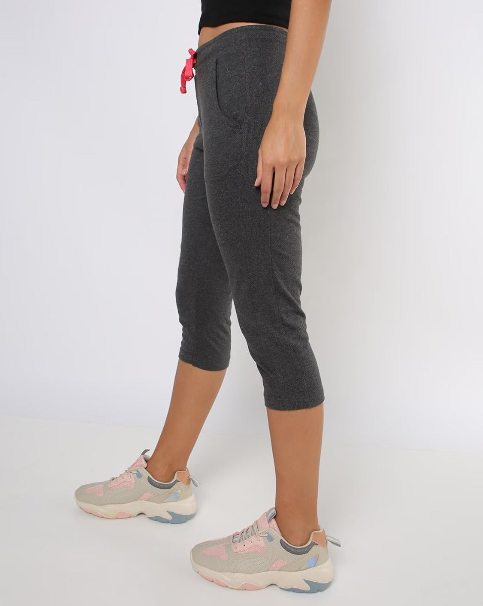 Ladies French Terry Charcoal Capri