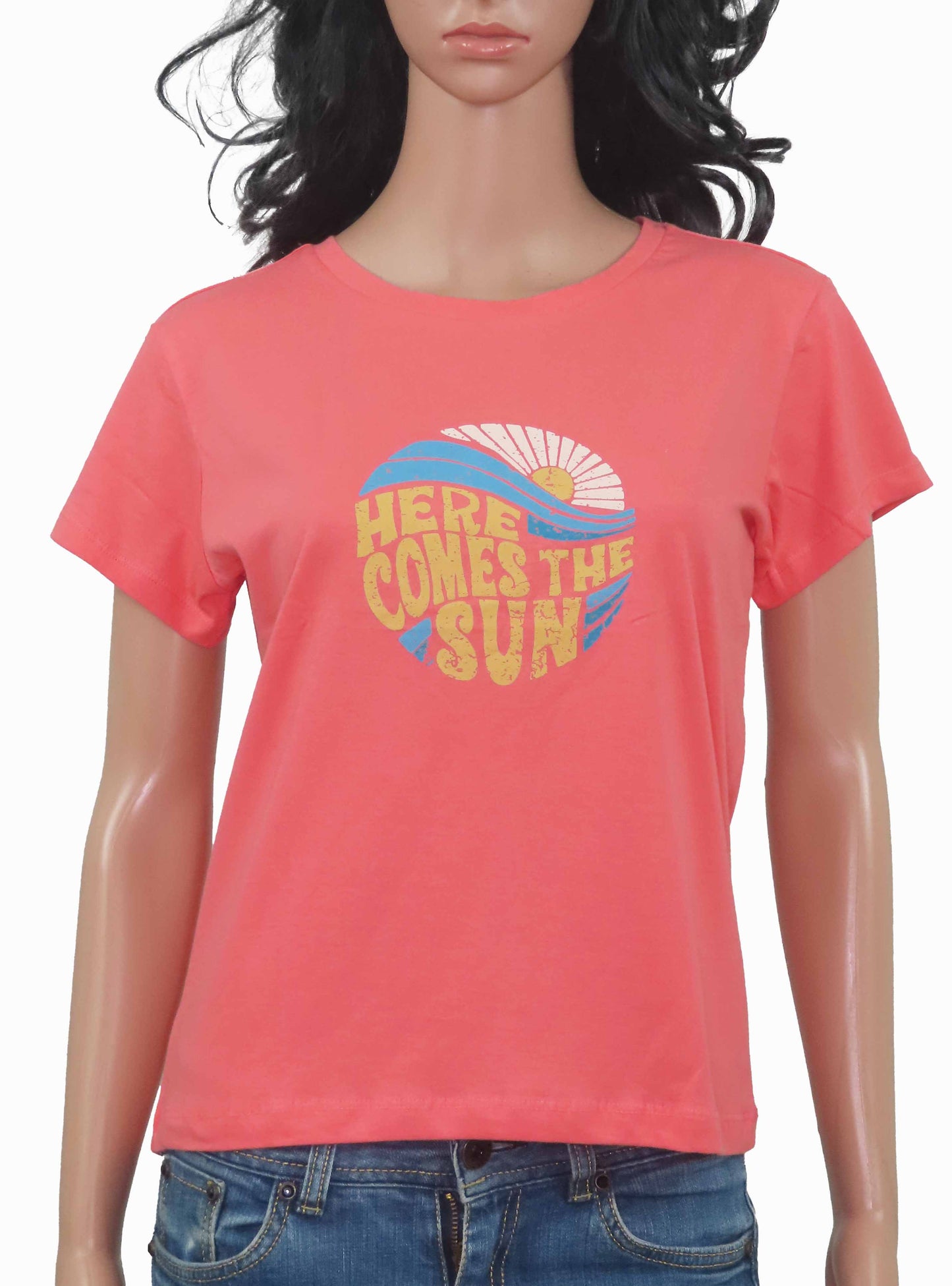 Ladies Printed Top Coral