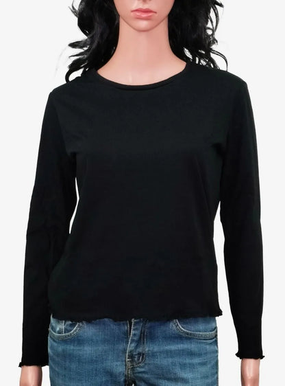 Ladies Long Sleeve Black T Shirt