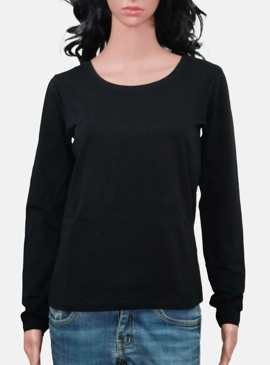 Ladies Long Sleeve Black T Shirt