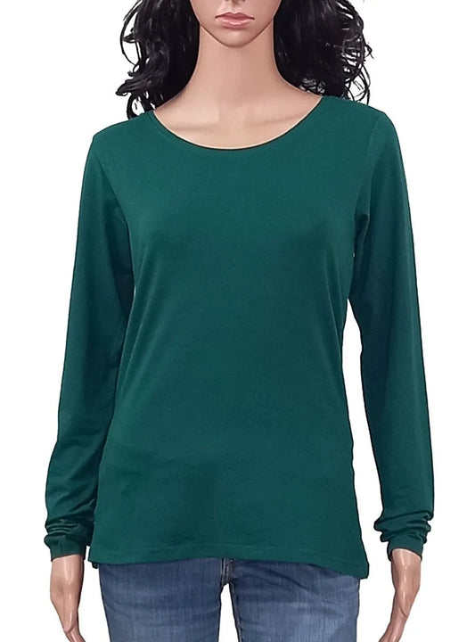 Ladies Long Sleeve Green T Shirt