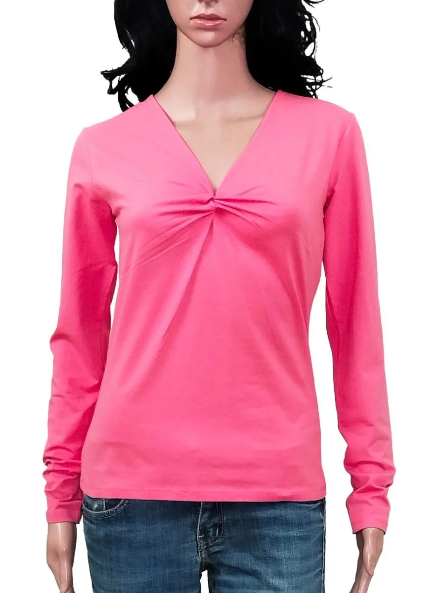 Ladies Stretch V Neck Coral T Shirt