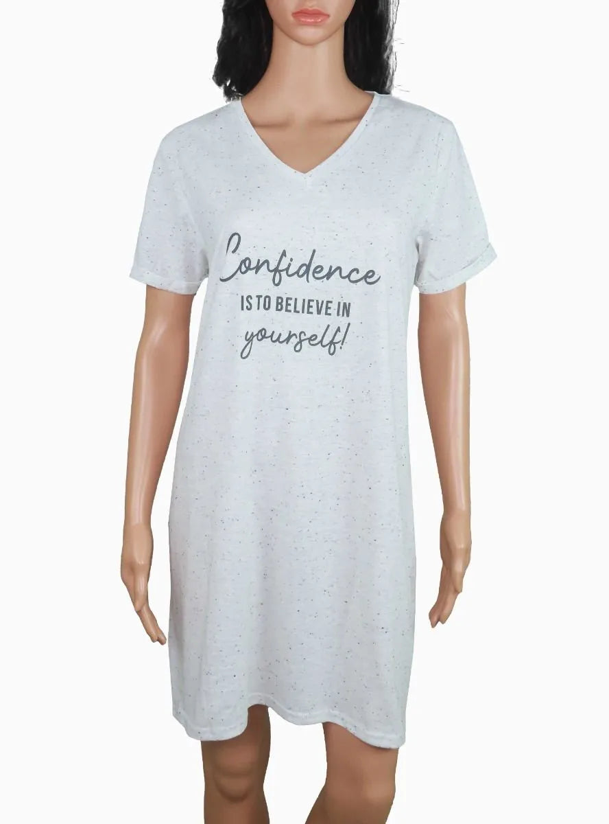 Ladies Grey Printed Neppy Nightshirt